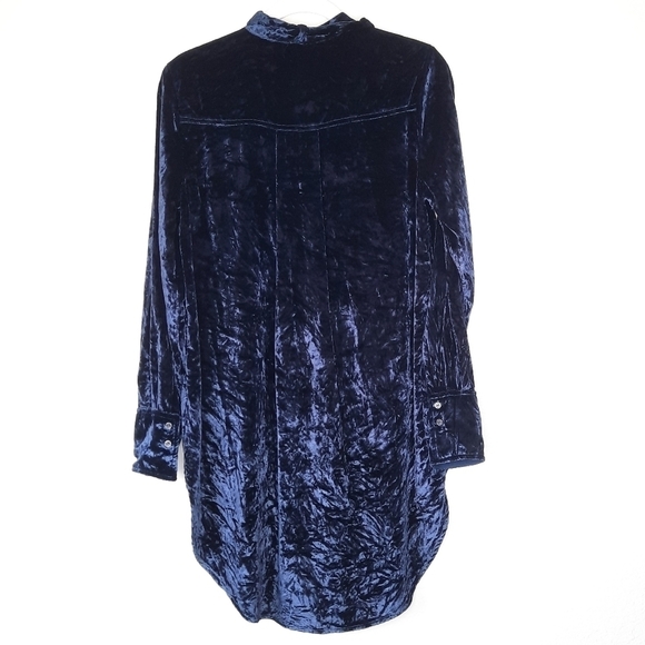 Anthropologie Maeve Blue Velvet High Low Tunic Blouse 6 - Picture 3 of 5